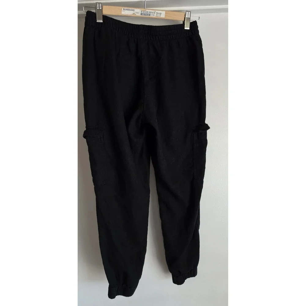 Banana Republic Cargo Pants XS Petite Black Solid Casual Linen Women Trousers